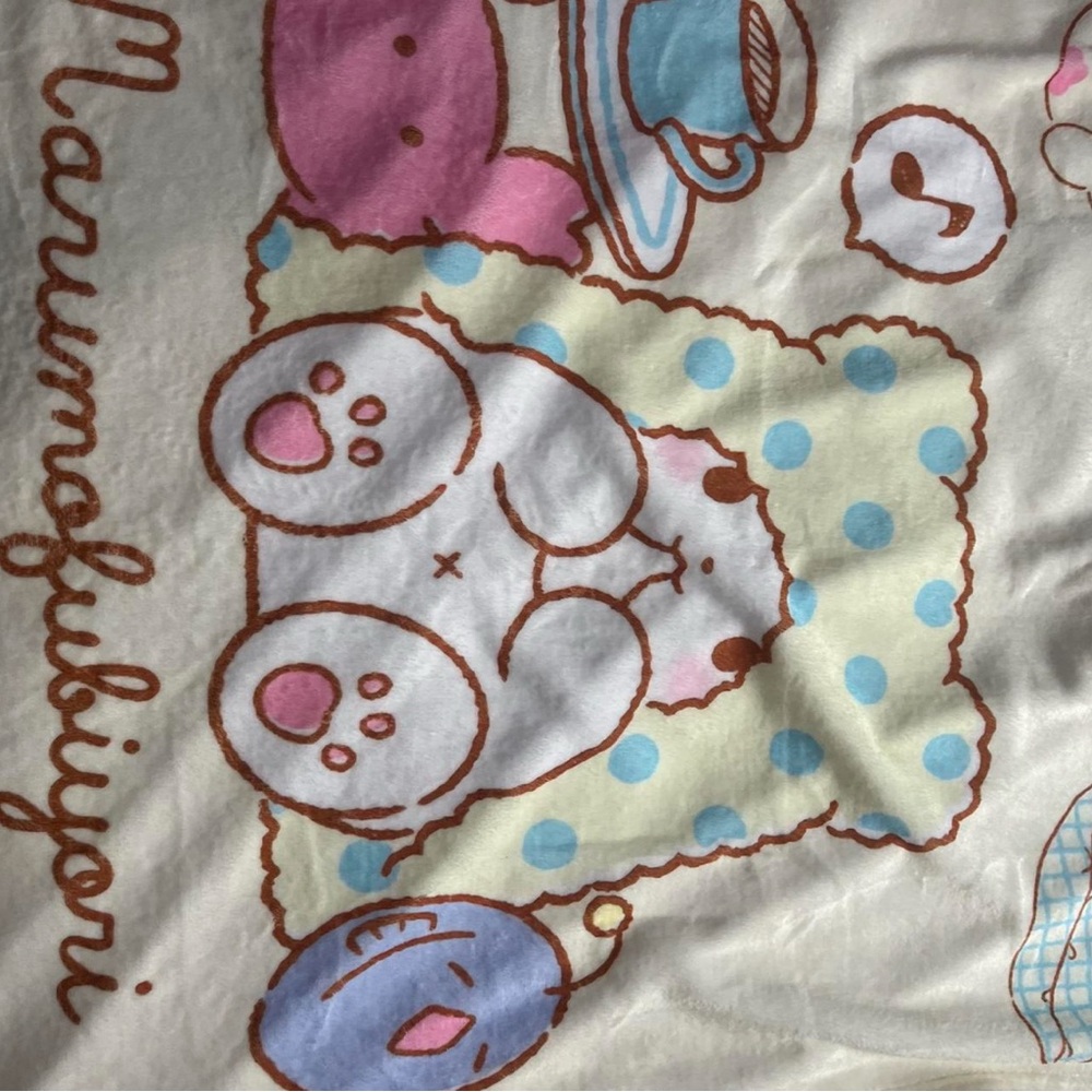 Polka Dot moppu Blanket - Cream and Blue